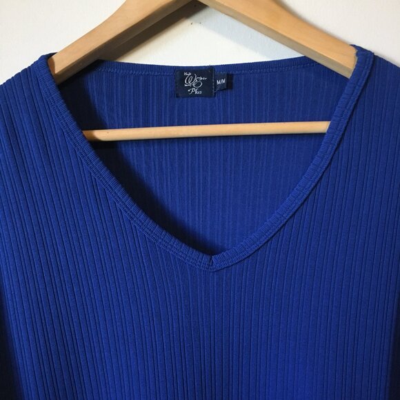 Vintage Made in Canada WE Phthalo Blue Ribbed T-Shirt - Picture 3 of 16